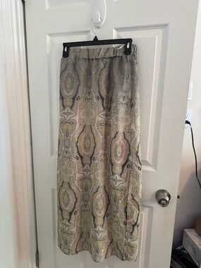 Philosophy Printed Maxi Skirt in Beige with Pastel Accents